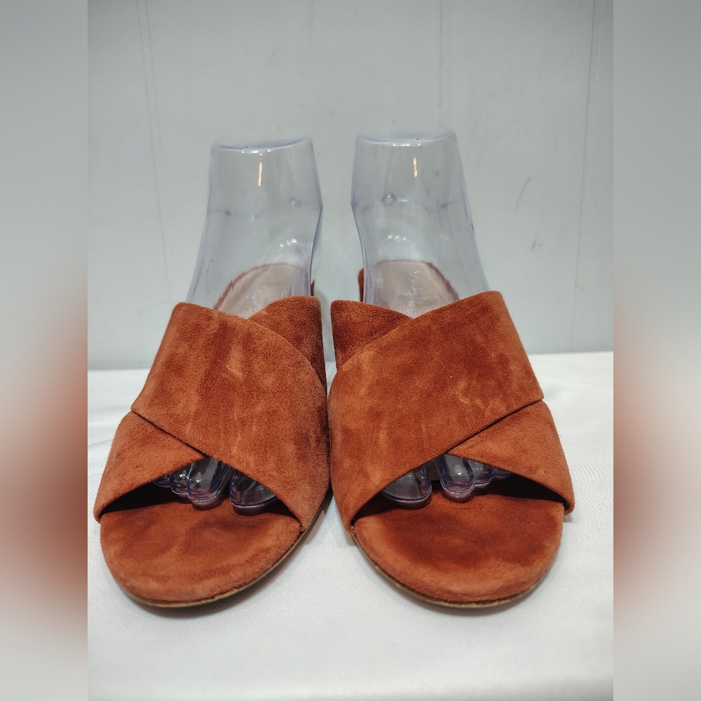 Madewell Greer Mule Sandals 8.5 Nutmeg Brown Suede Block Heel Slip On‎ G1982 - Picture 5 of 9